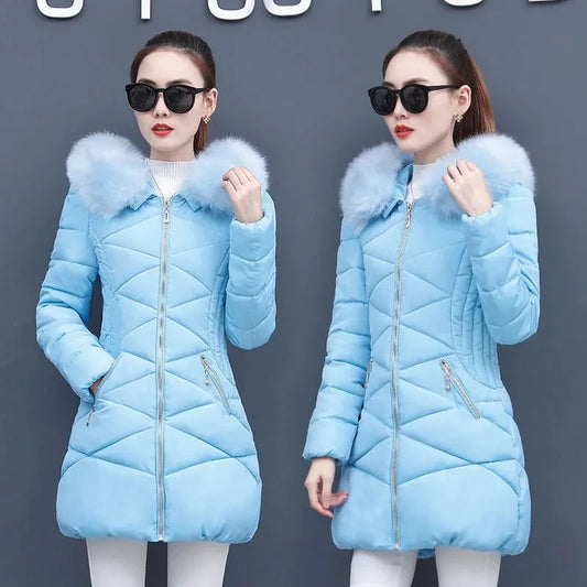 Women's Hooded Long Quilted Coat