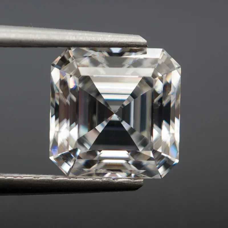 Moissanite Stone Asscher Cut D Color VVS1 Gemstone Lab Grown Diamond for Advanced Jewelry Making Materials with Certificate