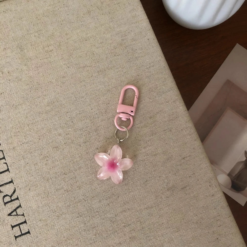 Sweet Colorful Jelly Flower Key Chain Color DIY Flower Cute Keychains Pendant Resin Bag Pendant Keyring Jewelry