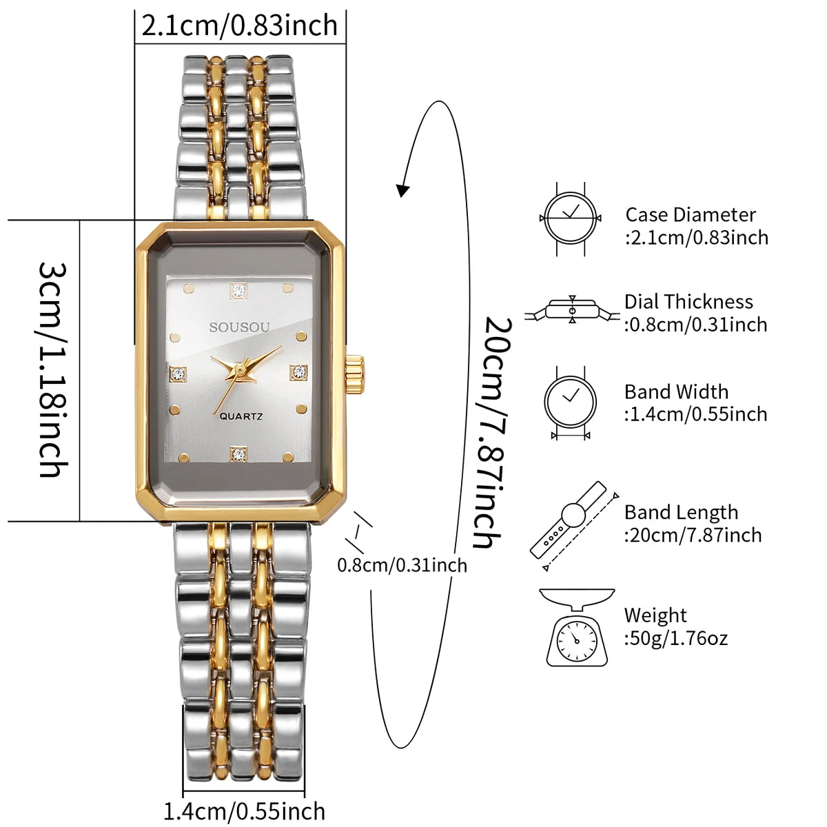 Fashion Rhinestone Rectangle Women Watches Stainless Steel Bracelet Ladies Dress Quartz Wristwatch Relogio Feminino(Without Box)