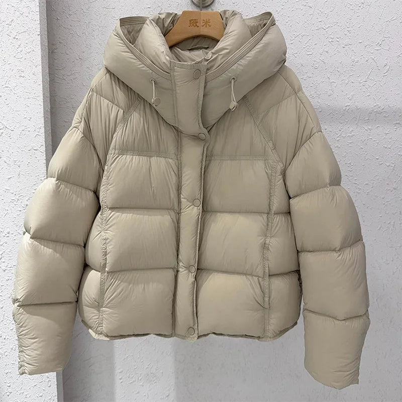 Fashion Women's Quilted Padded Jacket Loose O-neck Single Breasted Pockets Full Sleeve Cotton Coats 2026 Winter Lady Jacket New