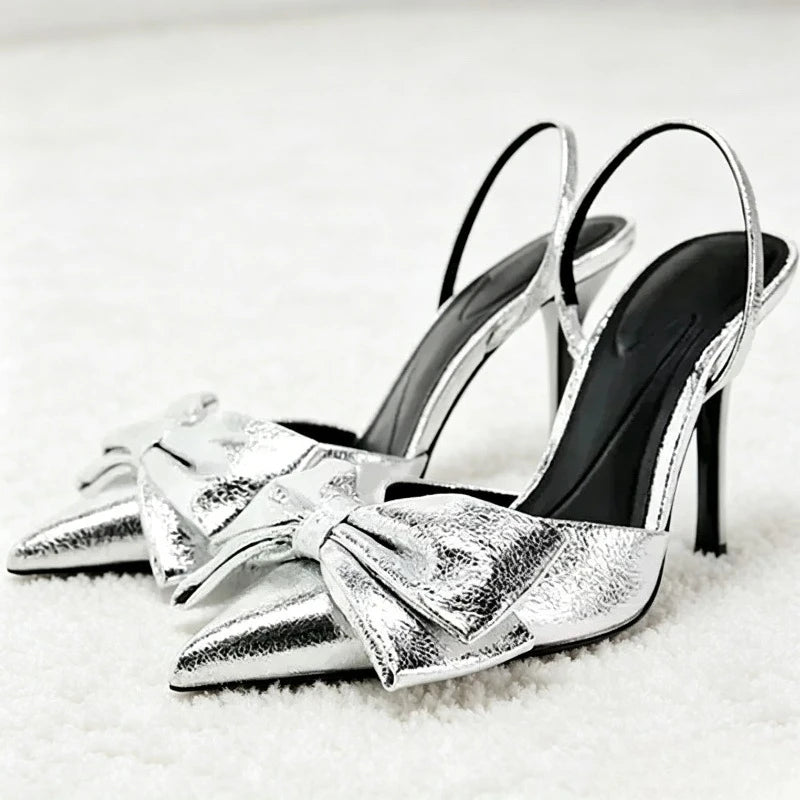 Women's Bow-Detail Pointed-Toe Slingback Heels