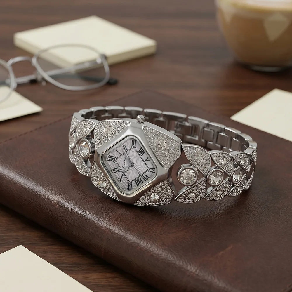 Women's Quartz Watch Full Diamond Female Watches Starry Sky Square Luxury Fashion Casual Ladies Wristwatch Daily Wear Girl Gifts