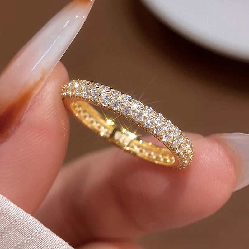 925 Sterling Silver Gorgeous Sparkling Double Layer Zircon Ring For Women Engagement Wedding Luxury High Quality Fine Jewelry