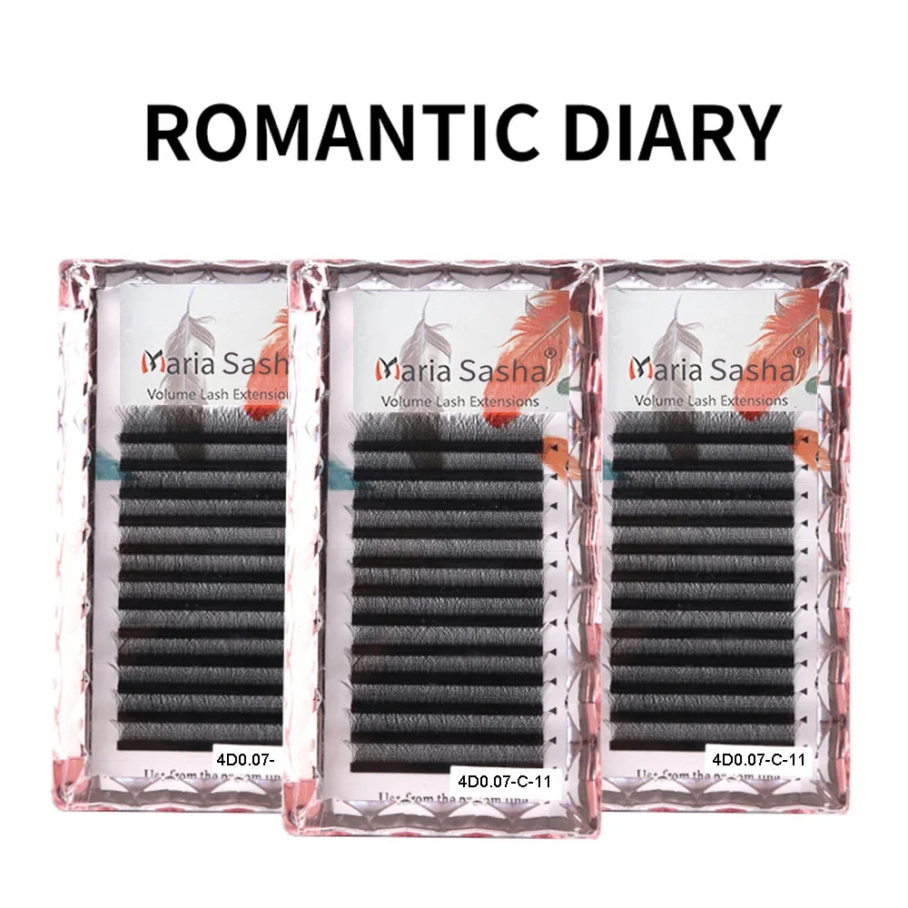 MARIA 4D W Shaped Beam Eyelash Extensions Patch Russian Private Label Wholesale Clusters Easy Fan Volume Lashes Makeup