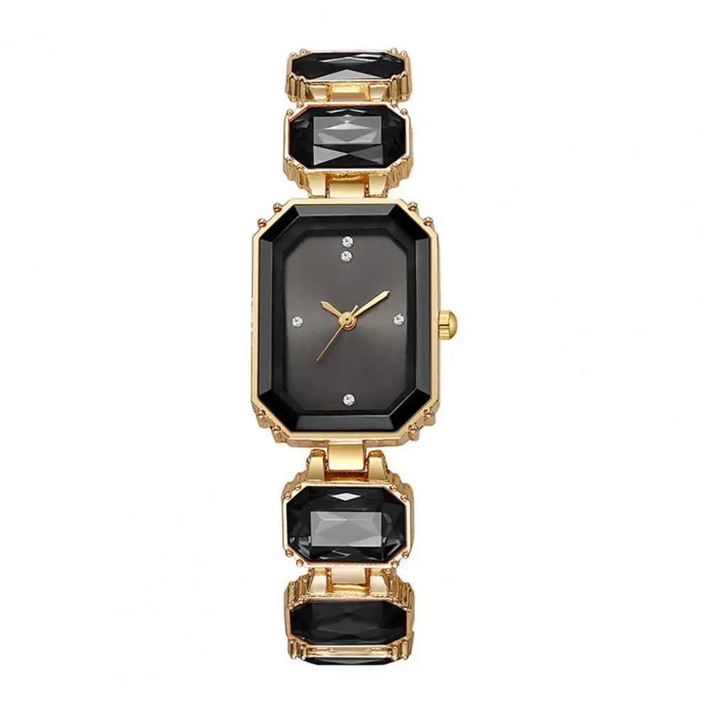 Ladies Bracelet Quartz Watch Sparkling Rhinestone Rectangular Dial Watch Faux Diamond Bracelet Wristwatch For Jewelry Timepiece