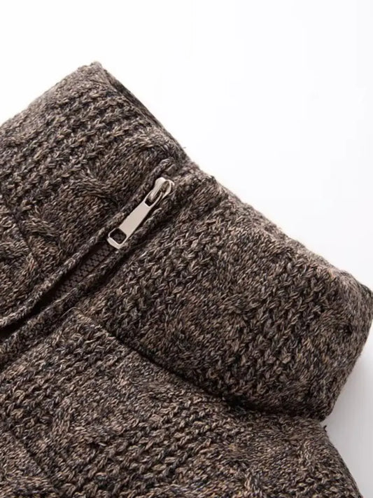 Women's Luxury Vintage Winter Loose Turtleneck Zipper Padded Coats Lady Elegant High Quality Knitted Thicken Warm Jackets Parkas