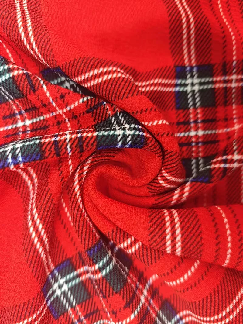 Women Vintage Plaid Skirts for Women Elastic High Waist A Line Fall Winter Midi Knee Length Work Swing Casual Skirt