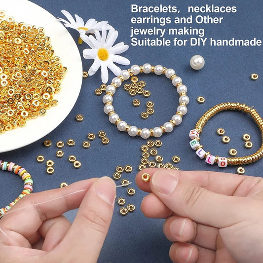 100-400pcs Gold Color Beads 4mm 6mm CCB Cube Crown Heart Pendant Star Spacer Loose Beads for Love Jewelry Making Bracelets DIY S