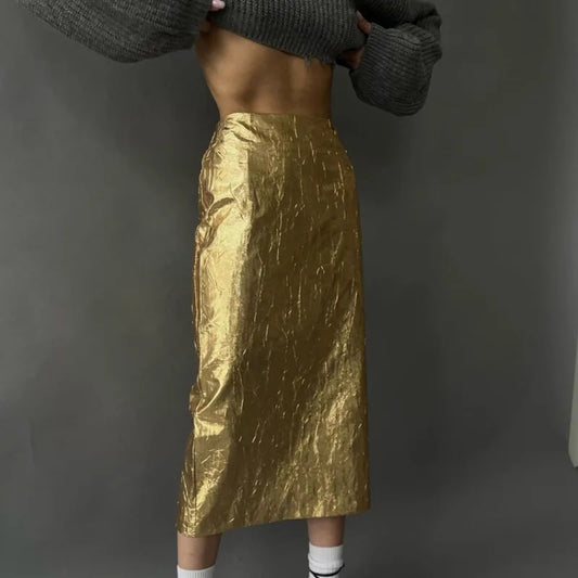 Women's Clothing 2026 Spring New Skirt Pleated High Waist Rear Split Fork Fashion Trend Versatile Hip Skirt