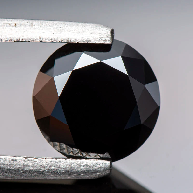 Moissanite Loose Stone Black Color Round Cut 0.5-5.0ct Synthetic Loose Gemstone With Certificate