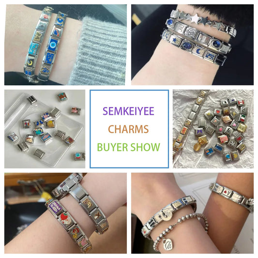 BestFriend Lovers Footprints I Love series Italian Charm Modular Links Fit 9mm Bracelets Stainless Steel Jewelry DIY Hand Making