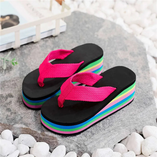 Women Beach Slippers Summer Non Slip Shoes Ladies Wedges Slippes Flip Flops Sandal Woman Platform Shoe Chaussure Femme 2024