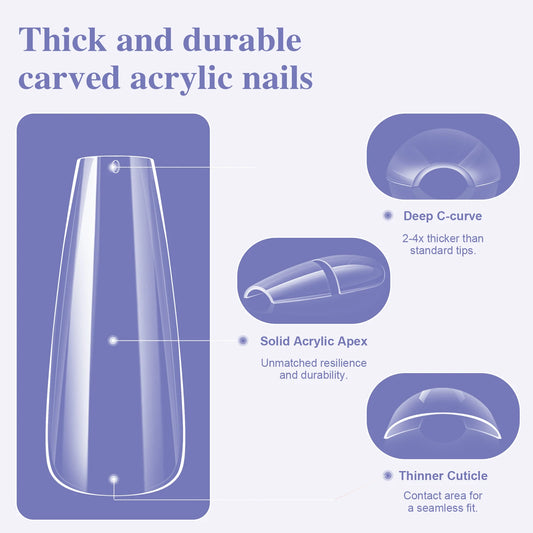 160/320pcs False Nails Full Cover Press-On Nails Coffin Stiletto Soft Gel False Nails Pieces for DIY Nail Extension salon tools