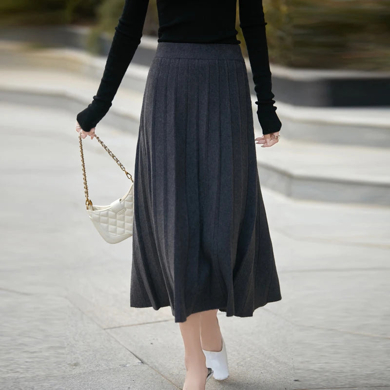 Autumn And Winter New 100% Pure Wool Hip Skirt Fashion Sexy Slim Skirt High Waist Cashmere Knit Skirt