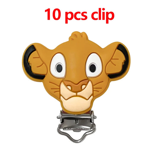 10pcs Silicone Cartoon Character Nipple Clip Baby Pacifier Holder Silicone Dummy Pacifier Chain Accessories