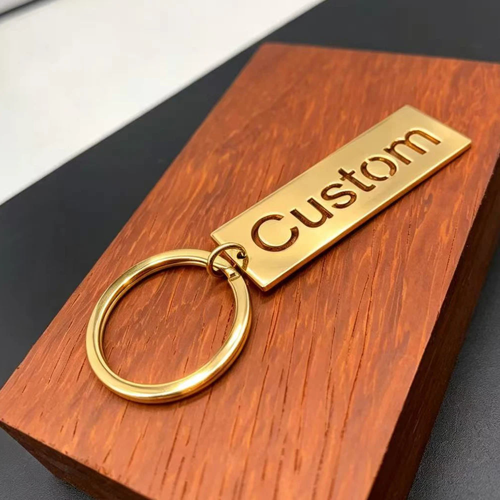 Minimalist style personalized customized name keychain, stainless steel hollow letter keychain, men's and women's gifts