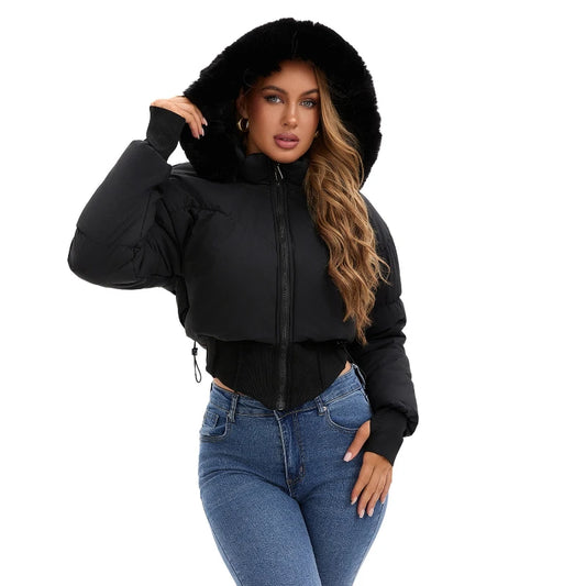 Women's Hooded Cropped Zip Jacket