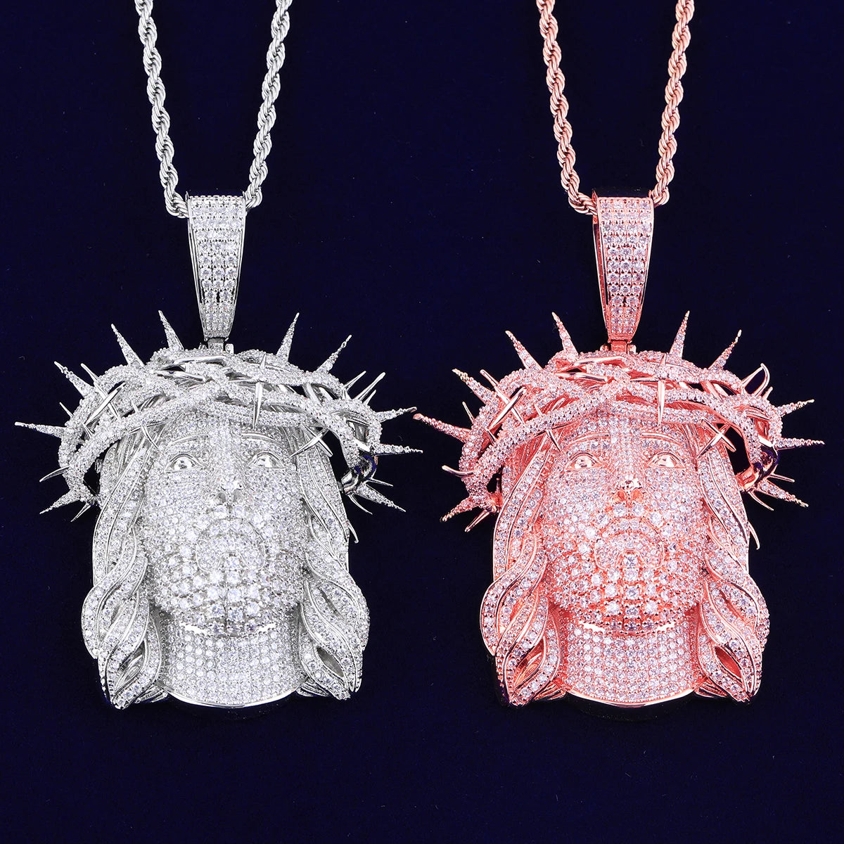 Bubble Letter Iced Out Ratten Jesus Necklace Pendant for Men Prong Setting Cubic Zirocnia Hip Hop Jewelry