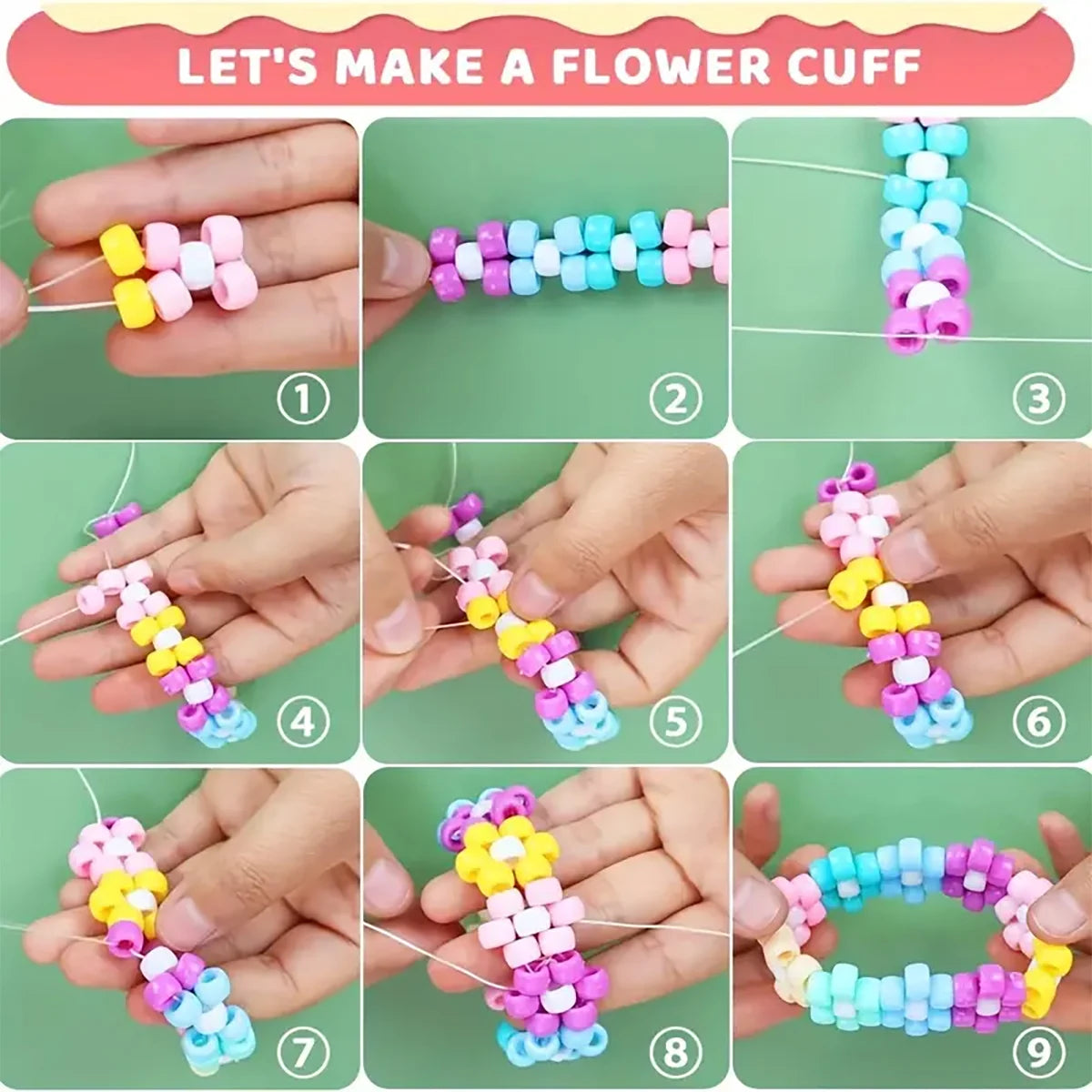2400pcs Bead Craft Kit - Multicolor Plastic Pony Beads for Jewelry Making, Bracelets, Hair Braiding & DIY Crafts with Organizing