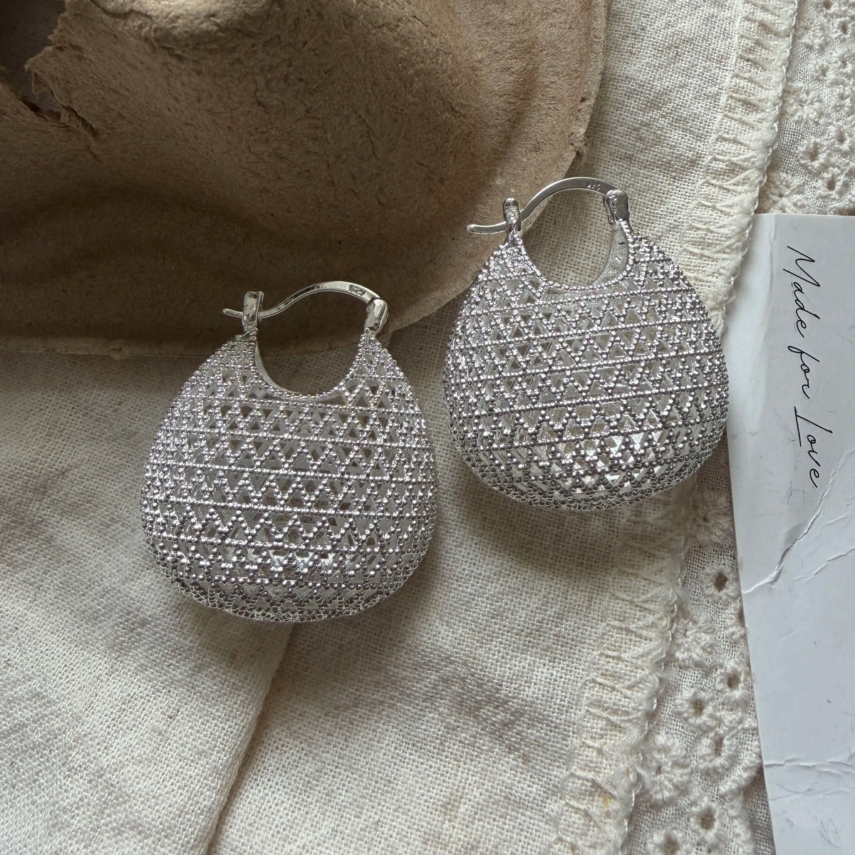925 Sterling Silver Vintage Earrings For Women Trendy Simple Retro Big Hollow Earring Jewelry Prevent Allergy Party Accessories