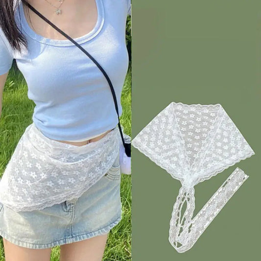 INS Blogger Lace Layered Gauze Skirt Y2k Streetwear Apron Wrap Skirt Lace Up Matching Pants Spicy Girl Stacked Y2k Wrap Skirt