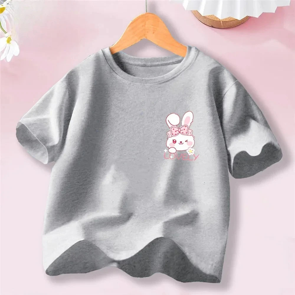 Sweet Heart Print T-Shirt Crew Neck Short Sleeve T-Shirt Casual Every Day Tops Girls Clothing Fashion Teens Sport Clothes