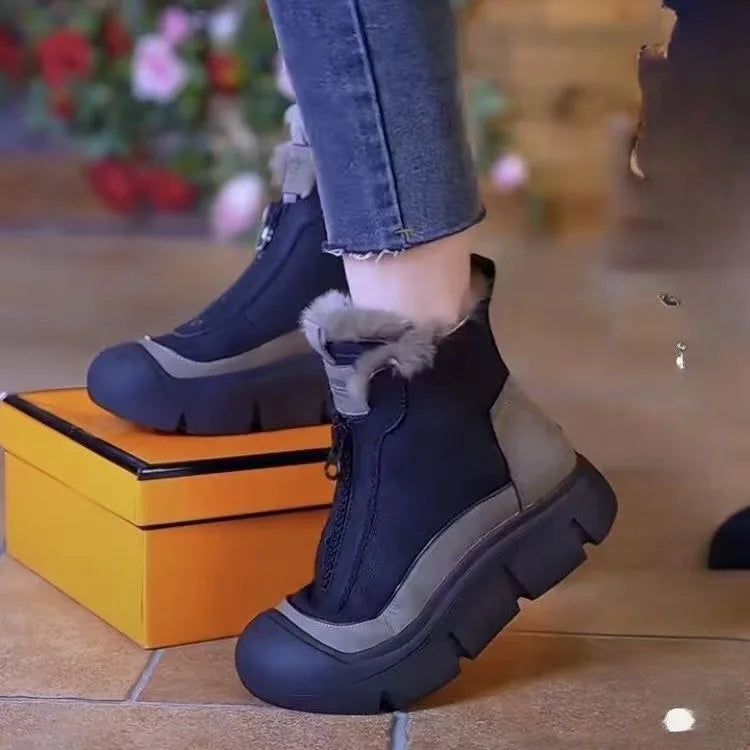Warm Snow Boots for Women Winter New Waterproof Platform Casual Cottom Shoes Outdoor Non Slip Front Zip Women's Vulcanized Shoes