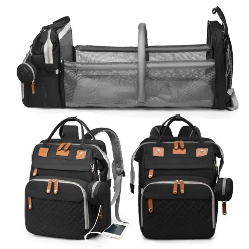 Diaper Bag Waterproof Diaper Bag Backpack Moms Dads With USB Charging Port Baby Shower Gifts Large Capacity Diaper Backpack Grey