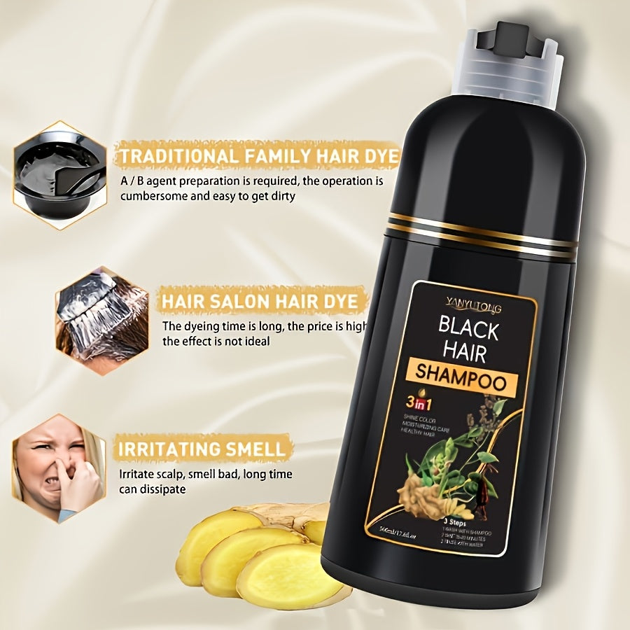 Black hair dye shampoo, 500 ml bottle — view 4