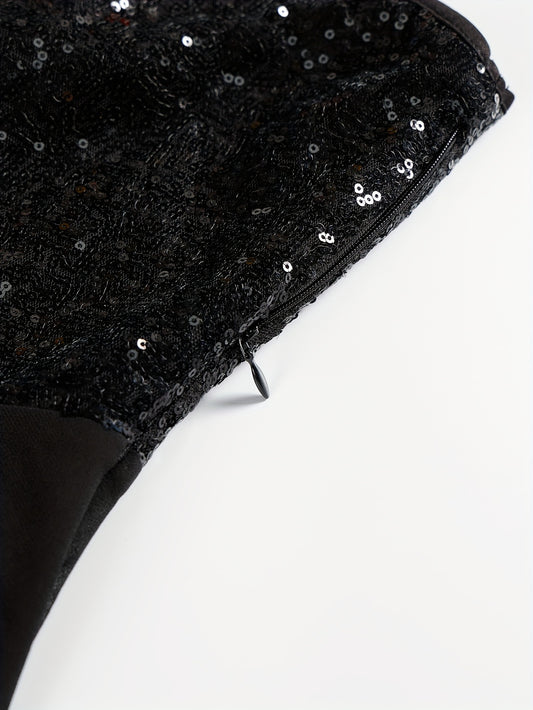 ELVARA sequin chiffon evening dress side view