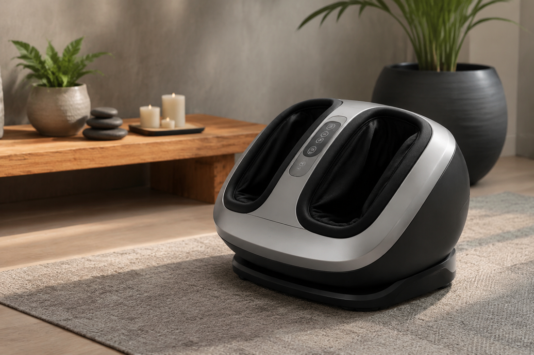 Electric foot massager in a calm home setting
