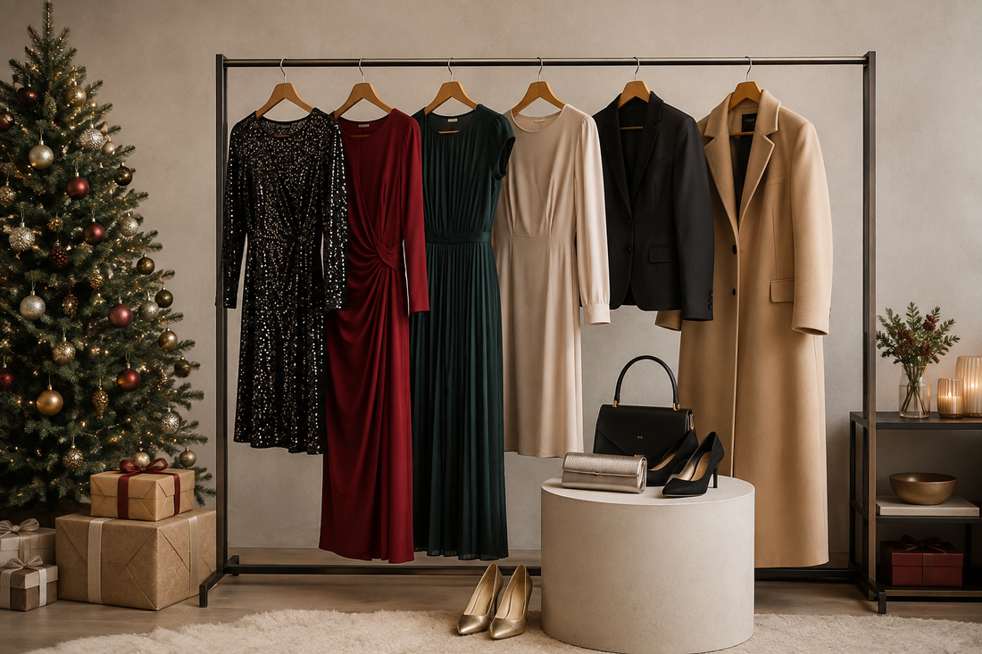 Christmas dresses and polished holiday accessories
