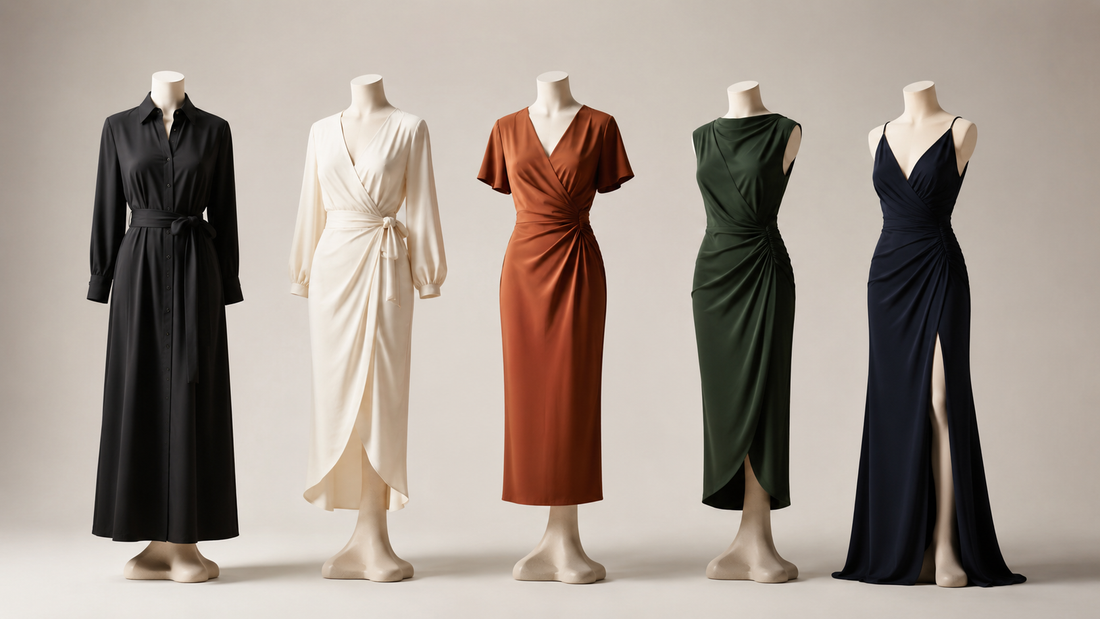 Versatile dresses displayed on sculptural mannequins