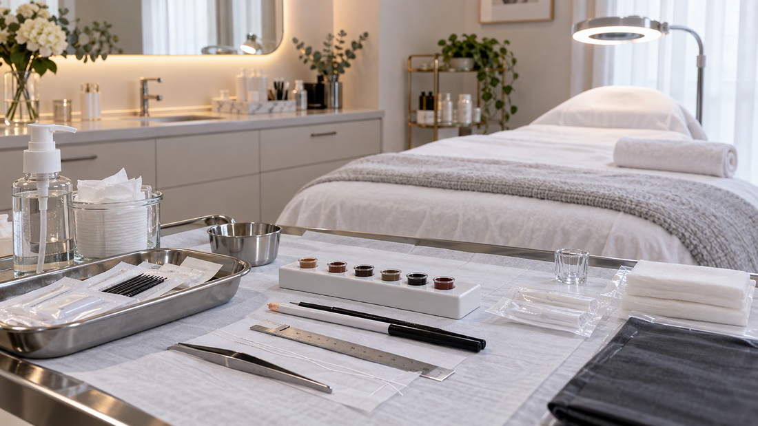 Hygienic professional permanent makeup studio and sealed supplies