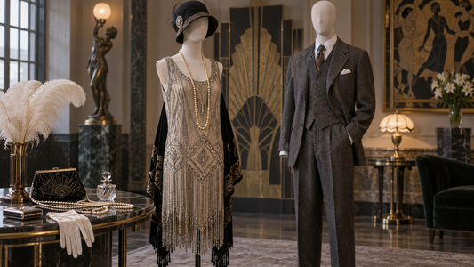 Editorial view illustrating 1920s fashion in a clean, realistic setting with no text or branding