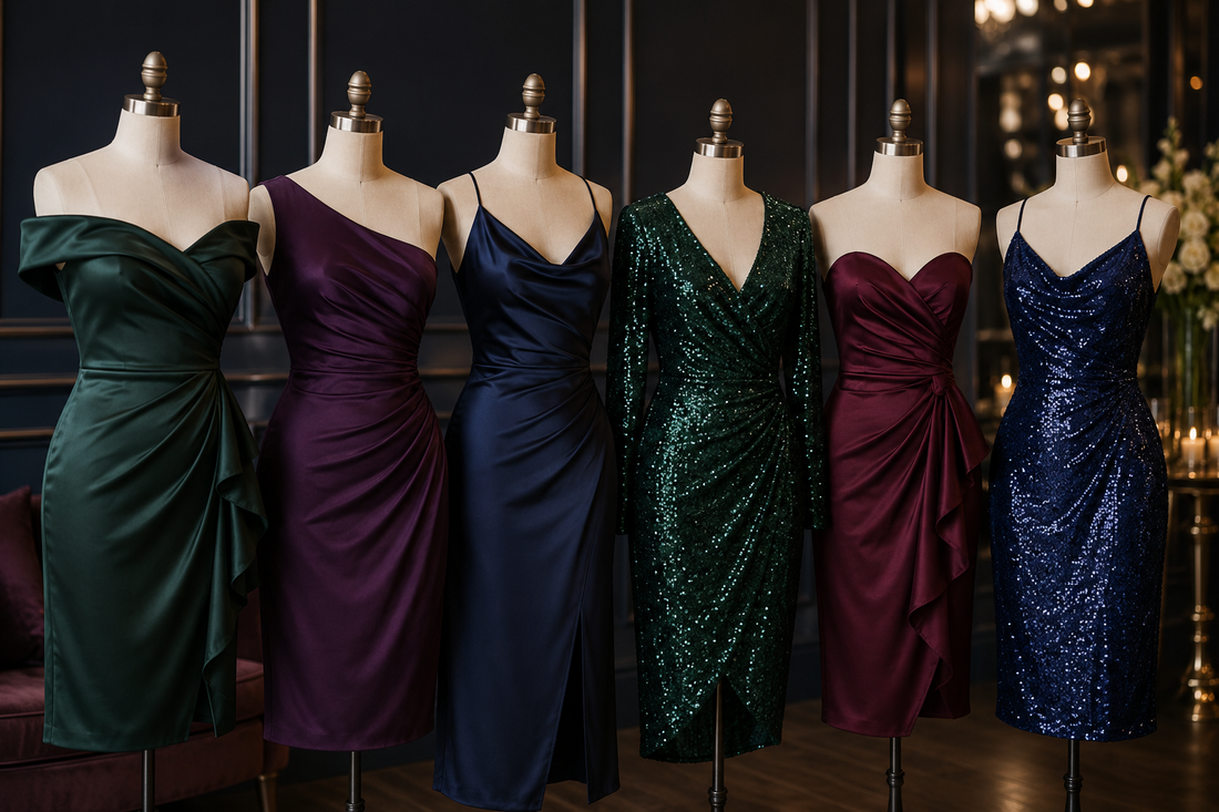 Elegant party dresses for women in jewel tones