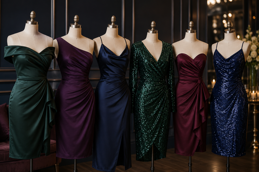 Elegant party dresses for women in jewel tones