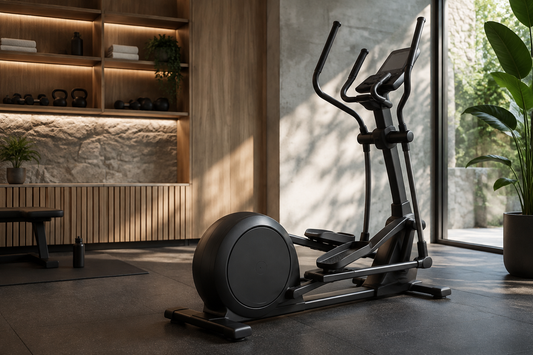 Cross trainer in a bright modern home gym