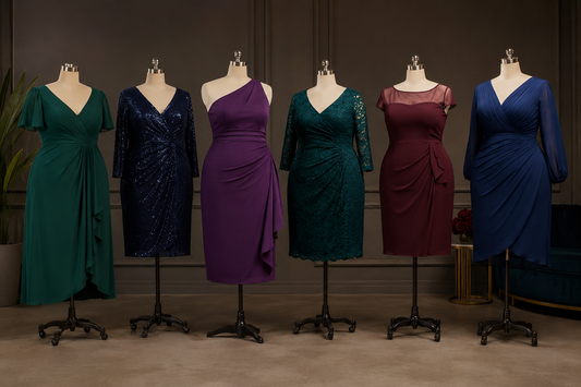 Plus size cocktail dresses in jewel tones