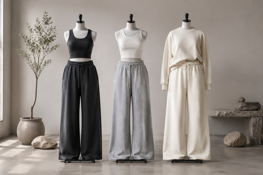 Wide leg sweatpants in neutral colors