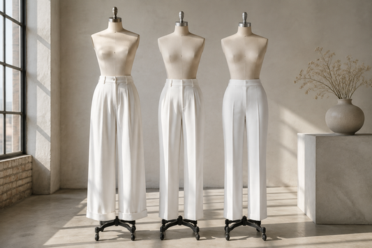 White pants in wide straight and tailored cuts