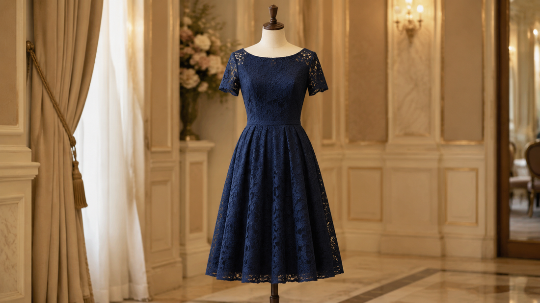 Fit-and-flare midi dress displayed in a refined occasion setting