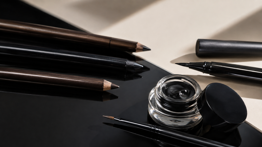 Unbranded eyeliner pencils, liquid liner and gel pot