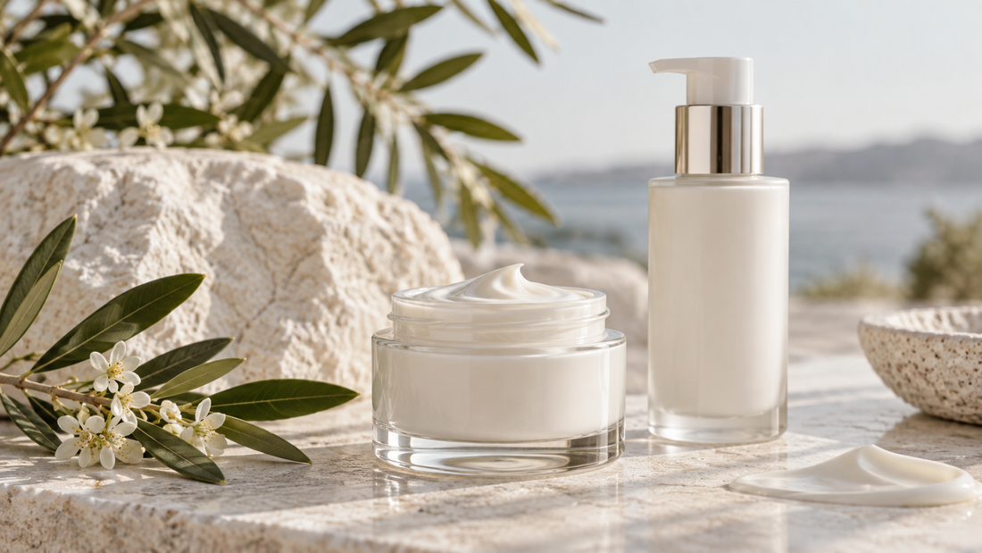 Unbranded face moisturizer jar and pump bottle