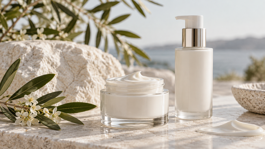 Unbranded face moisturizer jar and pump bottle