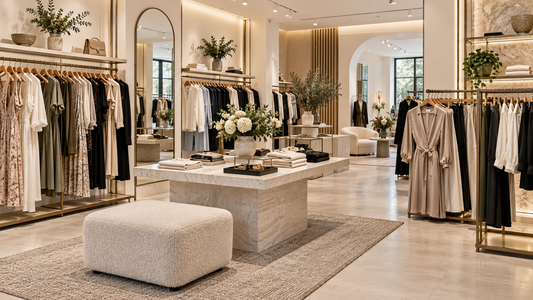Bright elegant women's clothing store interior