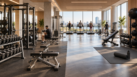 Spacious modern fitness center with strength and cardio equipment