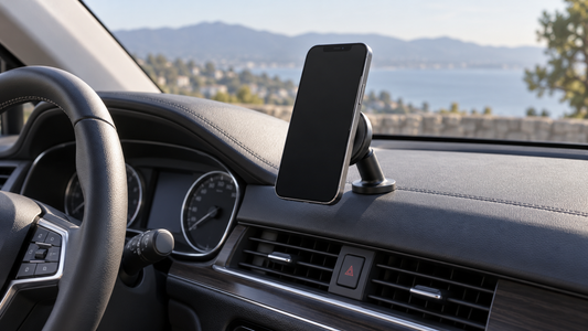 Magnetic smartphone car mount installed on a modern dashboard