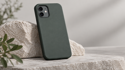 Protective dark green phone case compatible with iPhone 12